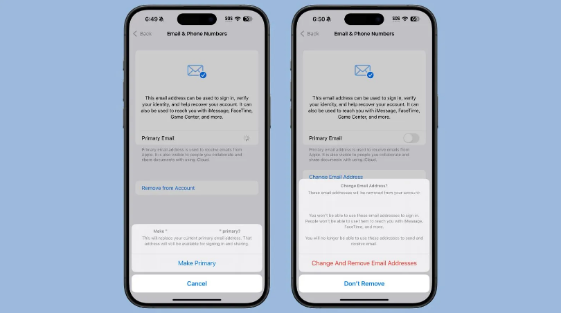 会昌苹果手机维修分享苹果 iOS 18.1 支持设置“主要”邮箱地址并更改 iCloud 邮箱 